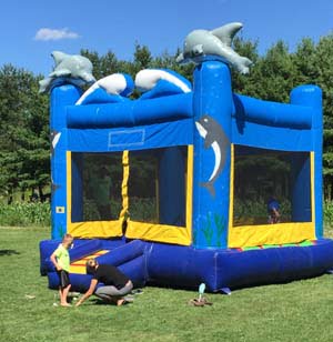 dolphin bounce house on grass